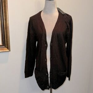 Sofra women’s black sweater button up cardigan NWT L